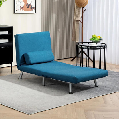HOMCOM Single Linen-Look Sleeper Chair - Blue Additional View 10