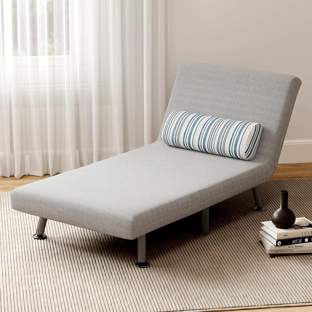 HOMCOM Single Sofa Bed, 1 Person Sleeper Foldable Lounge with Pillow, Light Grey Additional View 8