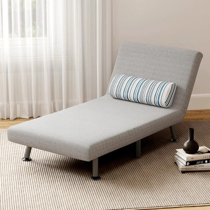 HOMCOM Single Sofa Bed, 1 Person Sleeper Foldable Lounge with Pillow, Light Grey Additional View 8