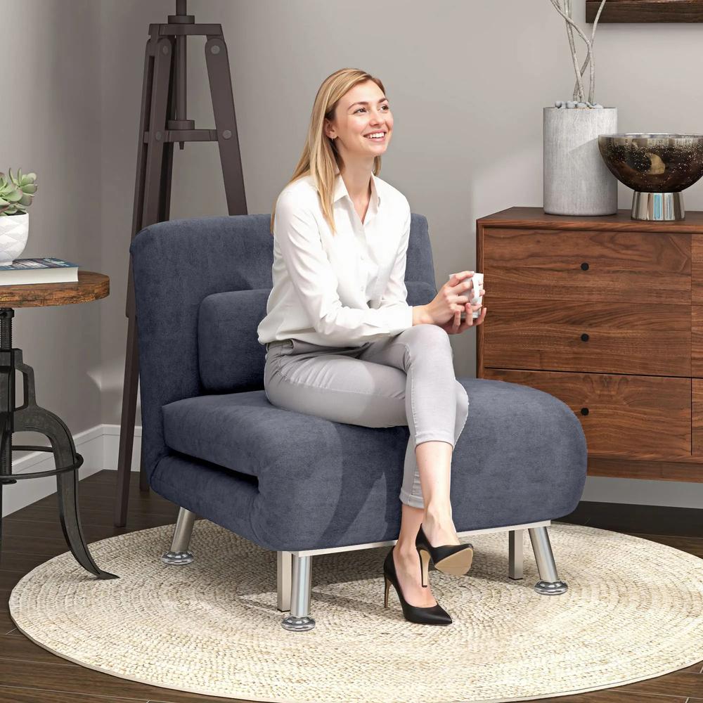 HOMCOM Single Velvet-Feel Sleeper Chair Additional View 13