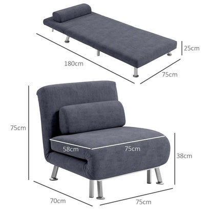 HOMCOM Single Velvet-Feel Sleeper Chair Additional View 14