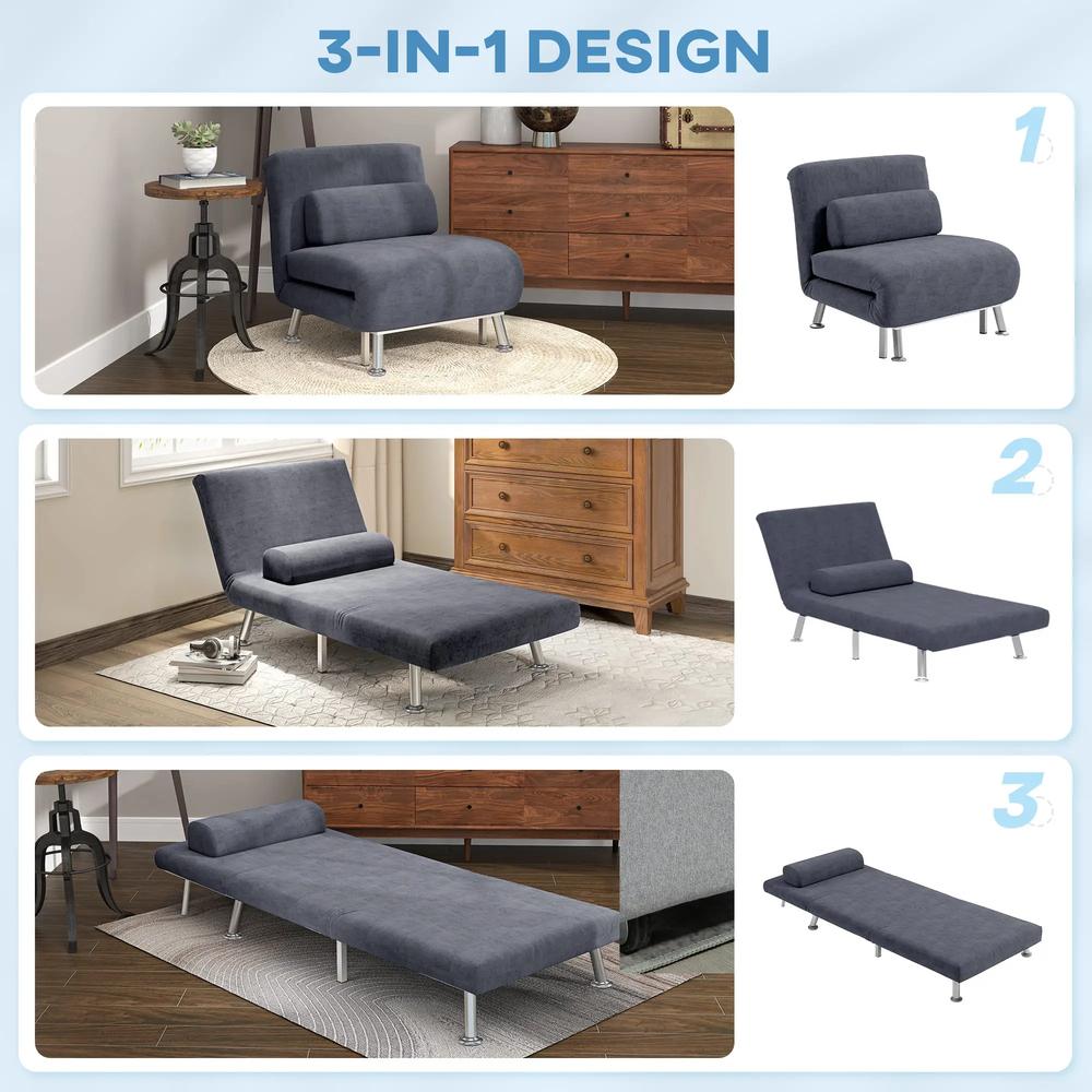 HOMCOM Single Velvet-Feel Sleeper Chair Additional View 15