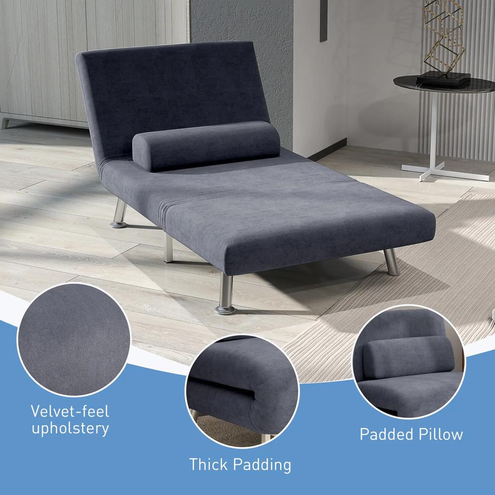 HOMCOM Single Velvet-Feel Sleeper Chair Additional View 17