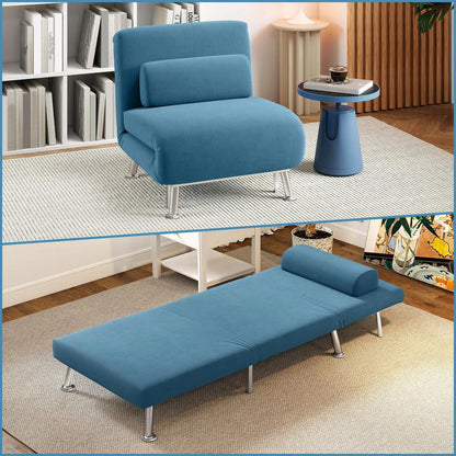 HOMCOM Single Velvet-Feel Sleeper Chair Additional View 2