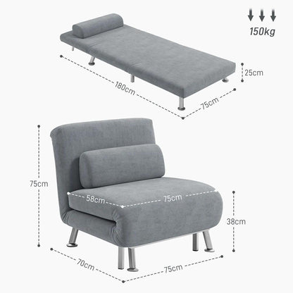 HOMCOM Single Velvet-Feel Sleeper Chair Additional View 25
