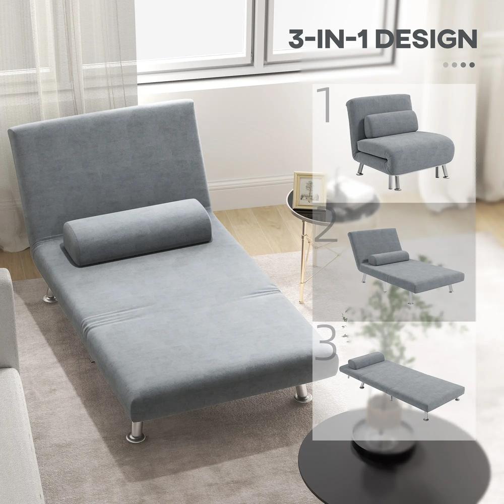 HOMCOM Single Velvet-Feel Sleeper Chair Additional View 26