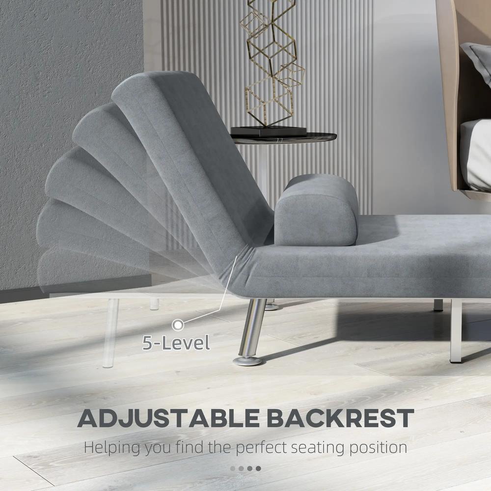 HOMCOM Single Velvet-Feel Sleeper Chair Additional View 27