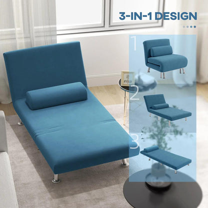 HOMCOM Single Velvet-Feel Sleeper Chair Additional View 4
