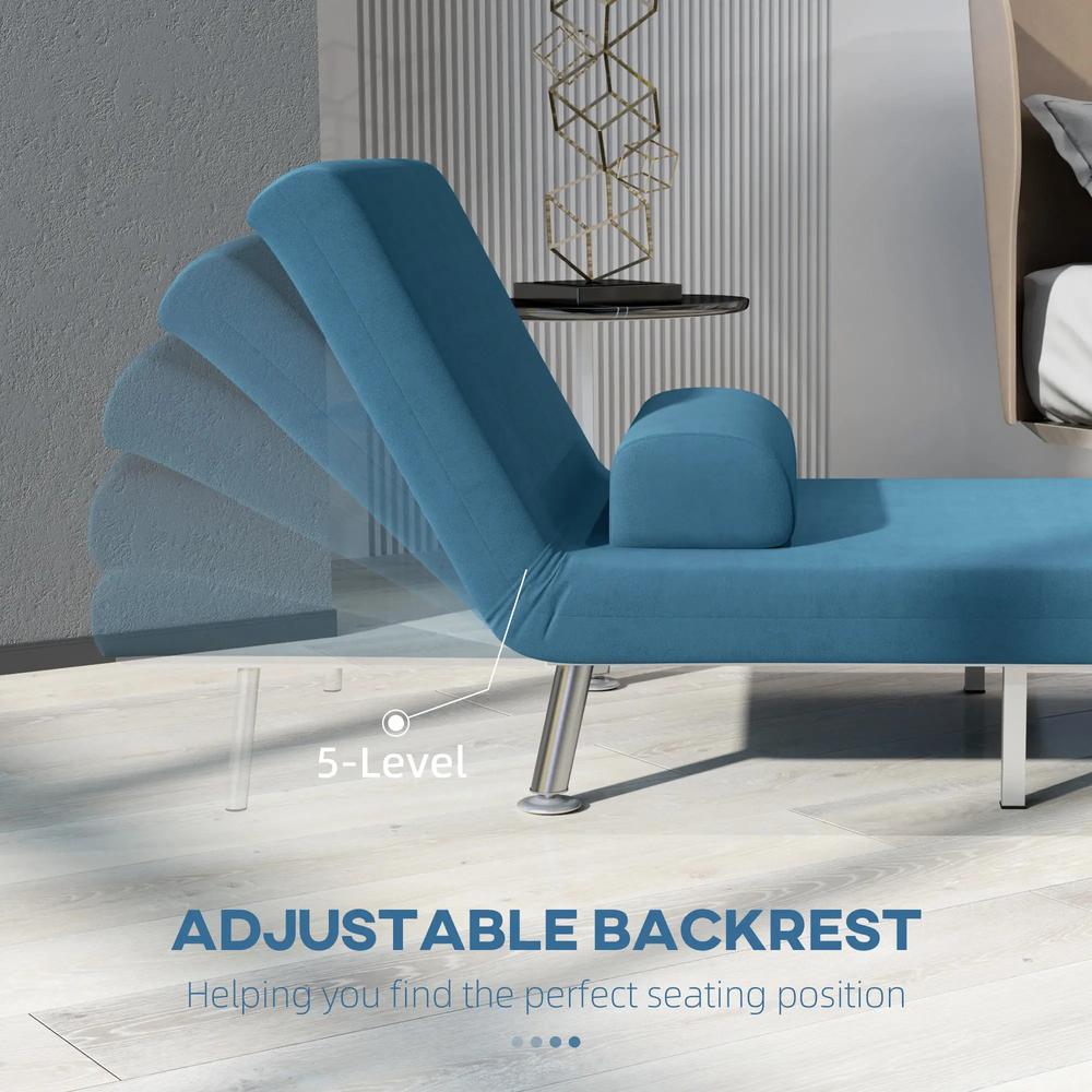 HOMCOM Single Velvet-Feel Sleeper Chair Additional View 5