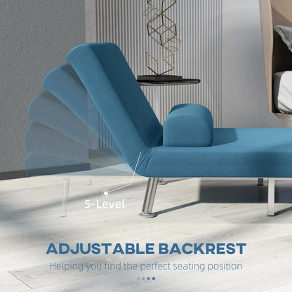 HOMCOM Single Velvet-Feel Sleeper Chair Additional View 5