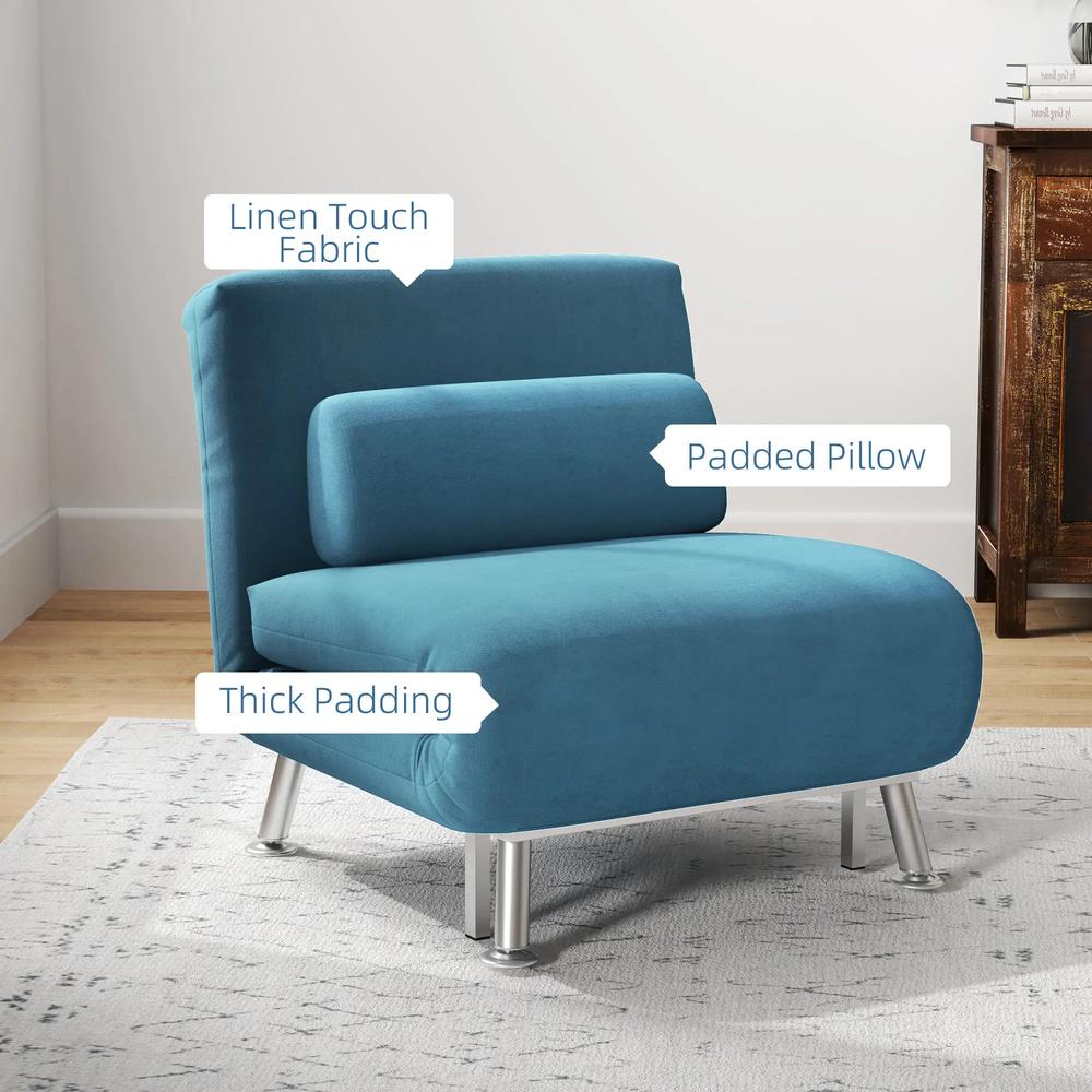 HOMCOM Single Velvet-Feel Sleeper Chair Additional View 6