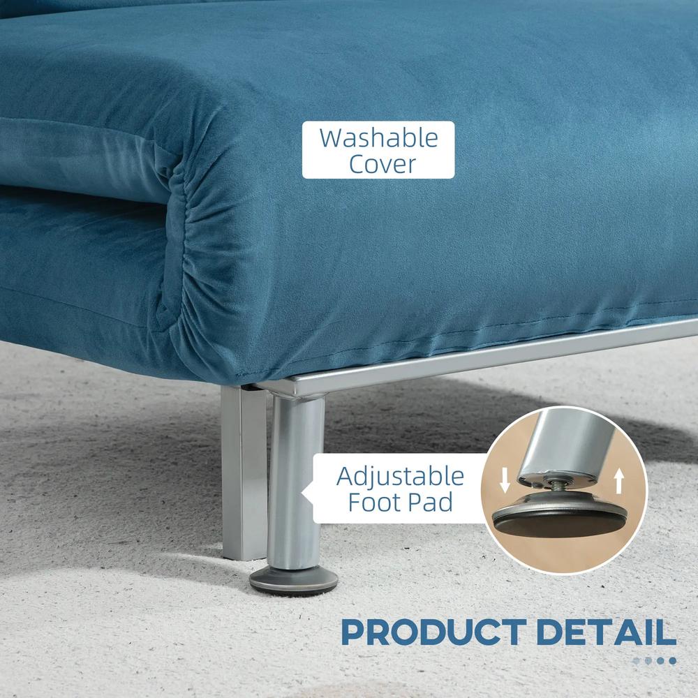 HOMCOM Single Velvet-Feel Sleeper Chair Additional View 7