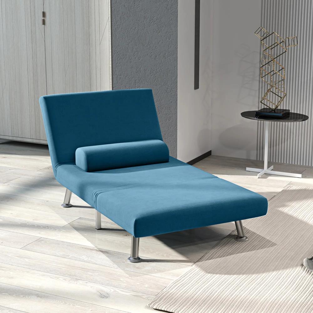 HOMCOM Single Velvet-Feel Sleeper Chair Additional View 10