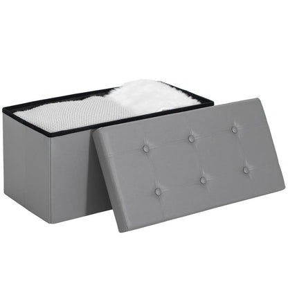 HOMCOM End of Bed Bench, Storage Ottoman Bench, 89L PU Leather Folding Foot Rest Stool, Grey Additional View 11