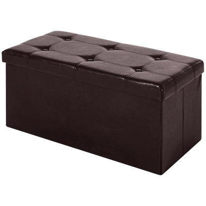 HOMCOM Folding Faux Leather Storage Cube Ottoman Bench Seat PU Rectangular Footrest Stool Box Additional View 11