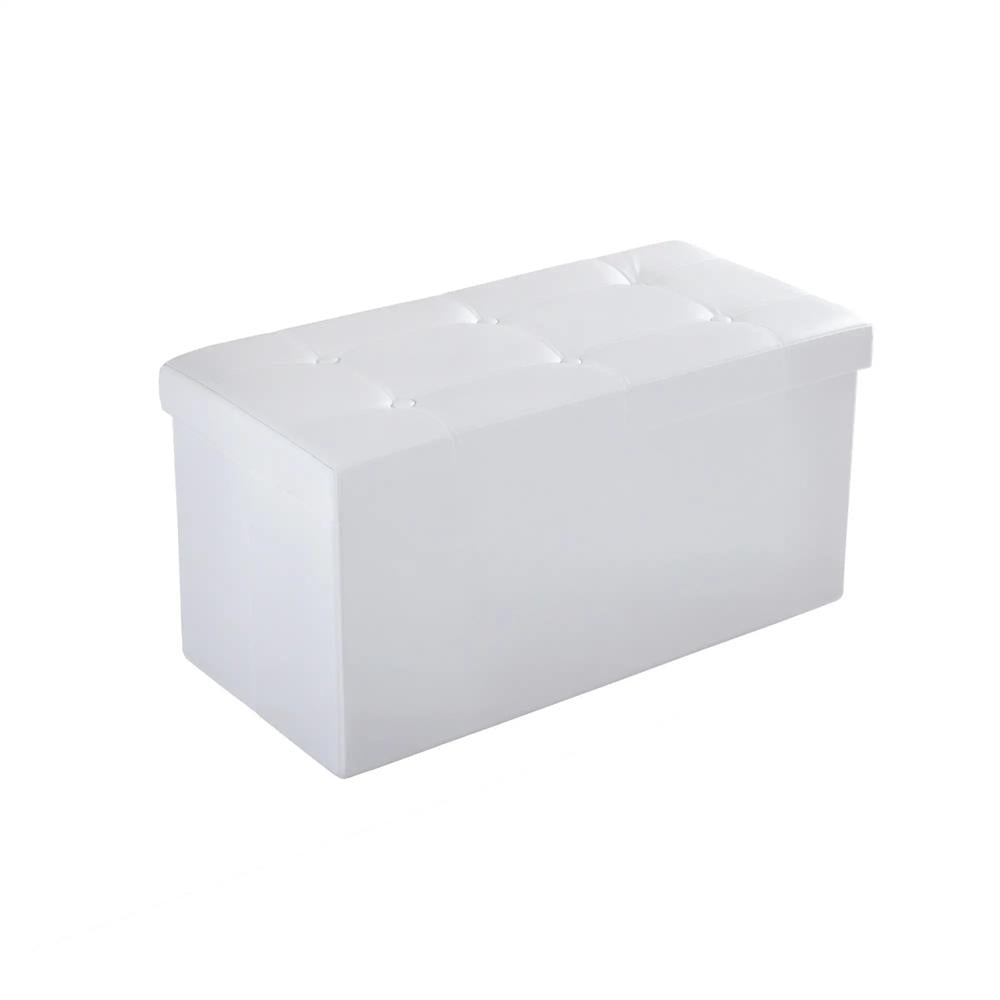 HOMCOM Folding Faux Leather Storage Cube Ottoman Bench Seat PU Rectangular Footrest Stool Box Additional View 12