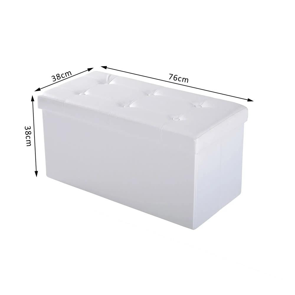 HOMCOM Folding Faux Leather Storage Cube Ottoman Bench Seat PU Rectangular Footrest Stool Box Additional View 14