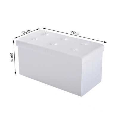 HOMCOM Folding Faux Leather Storage Cube Ottoman Bench Seat PU Rectangular Footrest Stool Box Additional View 14