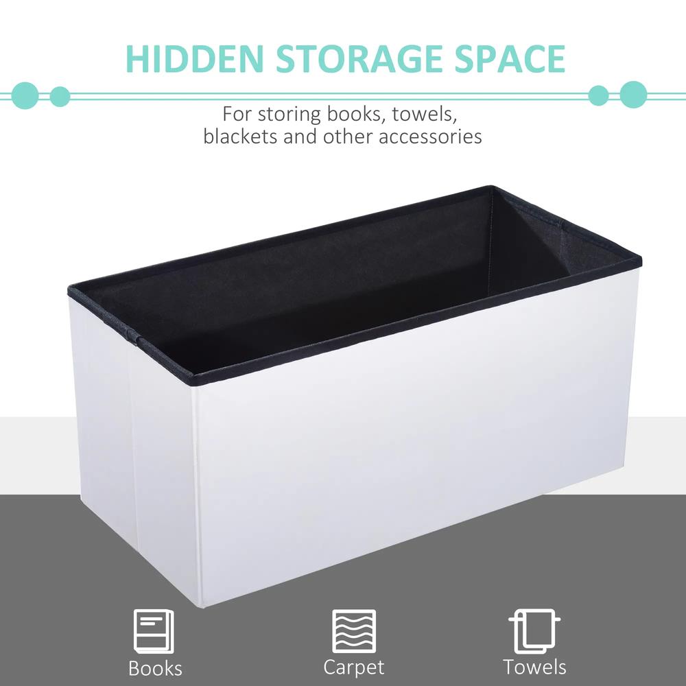 HOMCOM Folding Faux Leather Storage Cube Ottoman Bench Seat PU Rectangular Footrest Stool Box Additional View 16