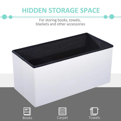 HOMCOM Folding Faux Leather Storage Cube Ottoman Bench Seat PU Rectangular Footrest Stool Box Additional View 16