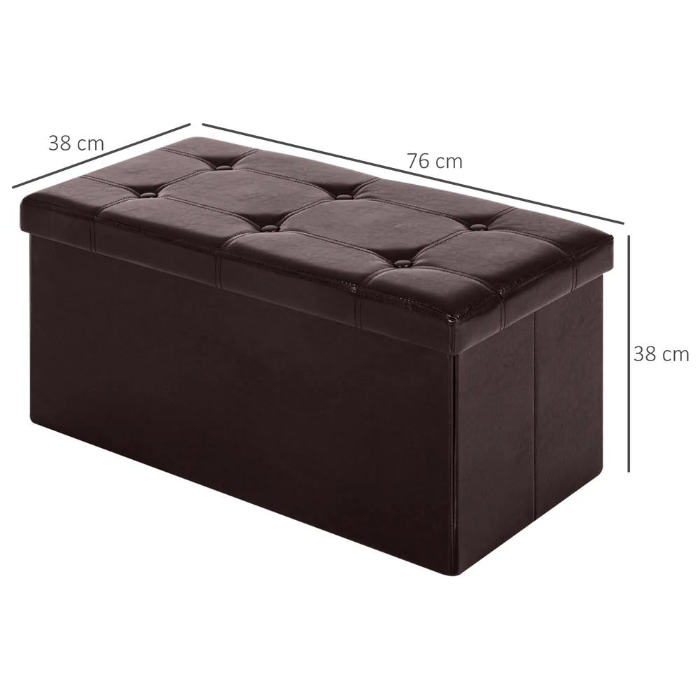 HOMCOM Folding Faux Leather Storage Cube Ottoman Bench Seat PU Rectangular Footrest Stool Box Additional View 3