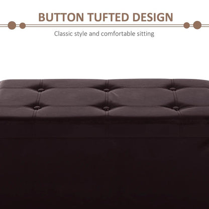 HOMCOM Folding Faux Leather Storage Cube Ottoman Bench Seat PU Rectangular Footrest Stool Box Additional View 4