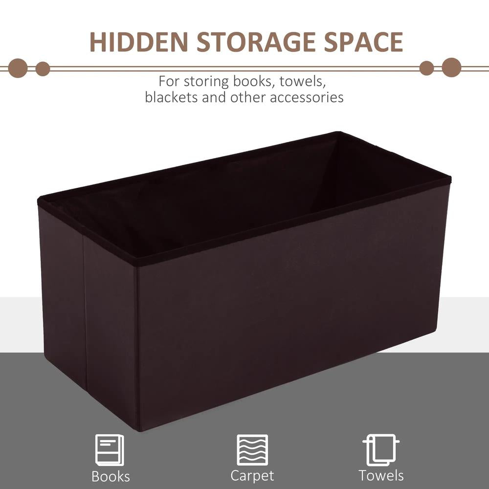 HOMCOM Folding Faux Leather Storage Cube Ottoman Bench Seat PU Rectangular Footrest Stool Box Additional View 5