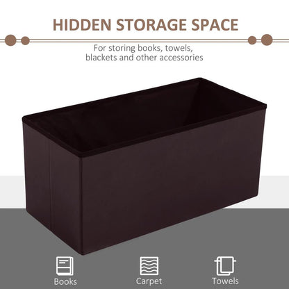 HOMCOM Folding Faux Leather Storage Cube Ottoman Bench Seat PU Rectangular Footrest Stool Box Additional View 5
