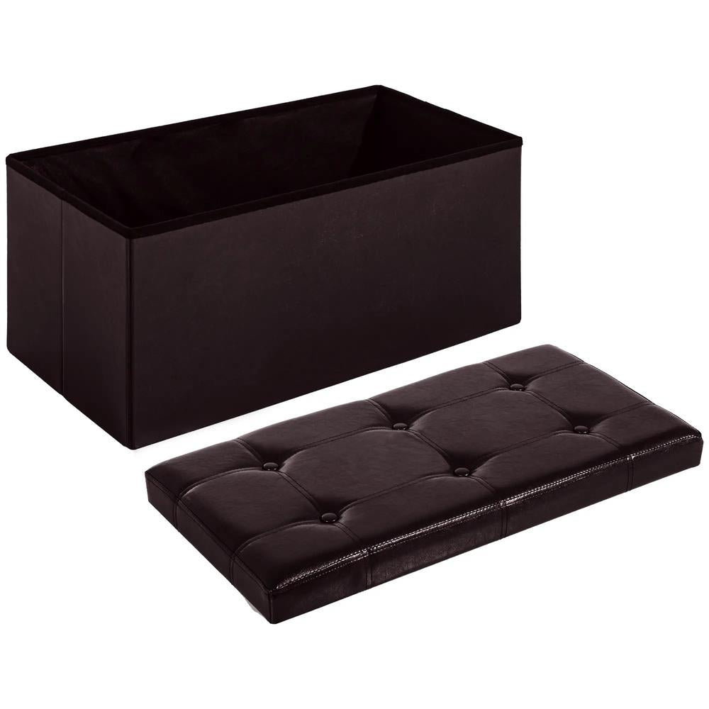 HOMCOM Folding Faux Leather Storage Cube Ottoman Bench Seat PU Rectangular Footrest Stool Box Additional View 7