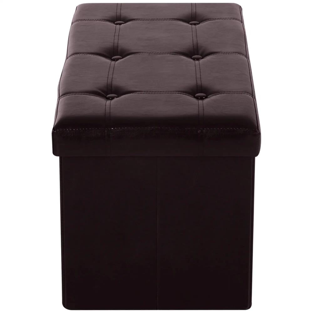 HOMCOM Folding Faux Leather Storage Cube Ottoman Bench Seat PU Rectangular Footrest Stool Box Additional View 8