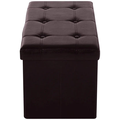 HOMCOM Folding Faux Leather Storage Cube Ottoman Bench Seat PU Rectangular Footrest Stool Box Additional View 8