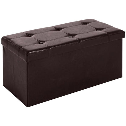 HOMCOM Folding Faux Leather Storage Cube Ottoman Bench Seat PU Rectangular Footrest Stool Box Additional View 10