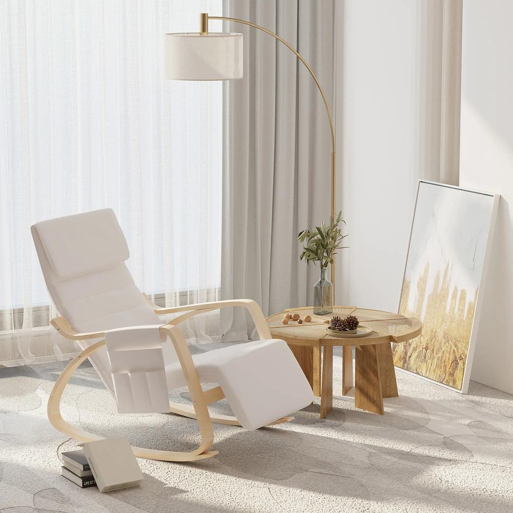 HOMCOM Rocking Lounge Chair Recliner Relaxation Lounging Relaxing Seat with Adjustable Footrest, Side Pocket and Pillow Additional View 2
