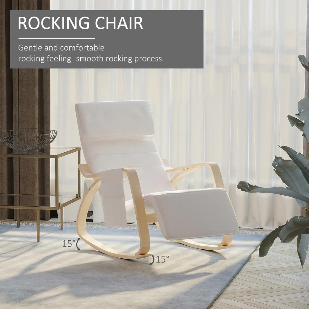 HOMCOM Rocking Lounge Chair Recliner Relaxation Lounging Relaxing Seat with Adjustable Footrest, Side Pocket and Pillow Additional View 4