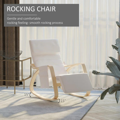 HOMCOM Rocking Lounge Chair Recliner Relaxation Lounging Relaxing Seat with Adjustable Footrest, Side Pocket and Pillow Additional View 4