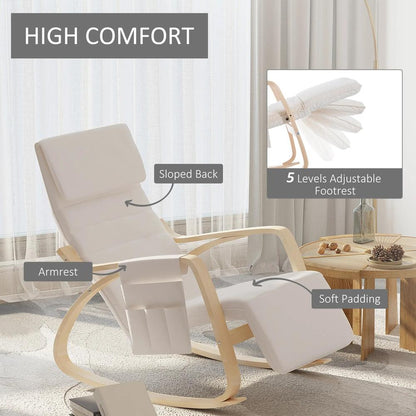 HOMCOM Rocking Lounge Chair Recliner Relaxation Lounging Relaxing Seat with Adjustable Footrest, Side Pocket and Pillow Additional View 5