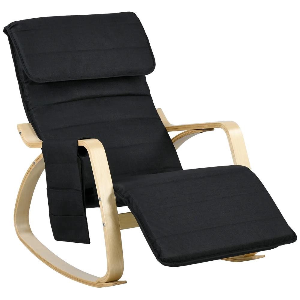 HOMCOM Rocking Lounge Chair Recliner Relaxation Lounging Relaxing Seat with Adjustable Footrest, Side Pocket and Pillow Additional View 10