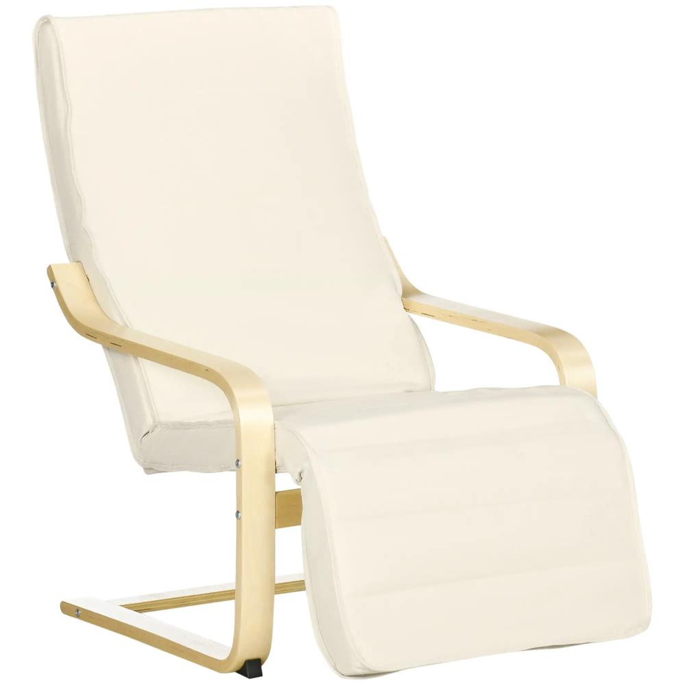 HOMCOM Wooden Armchair, Upholstered Linen Lounge Chair with Adjustable Footrest & Removable Cushion, Poang Chair for Living Room Additional View 21
