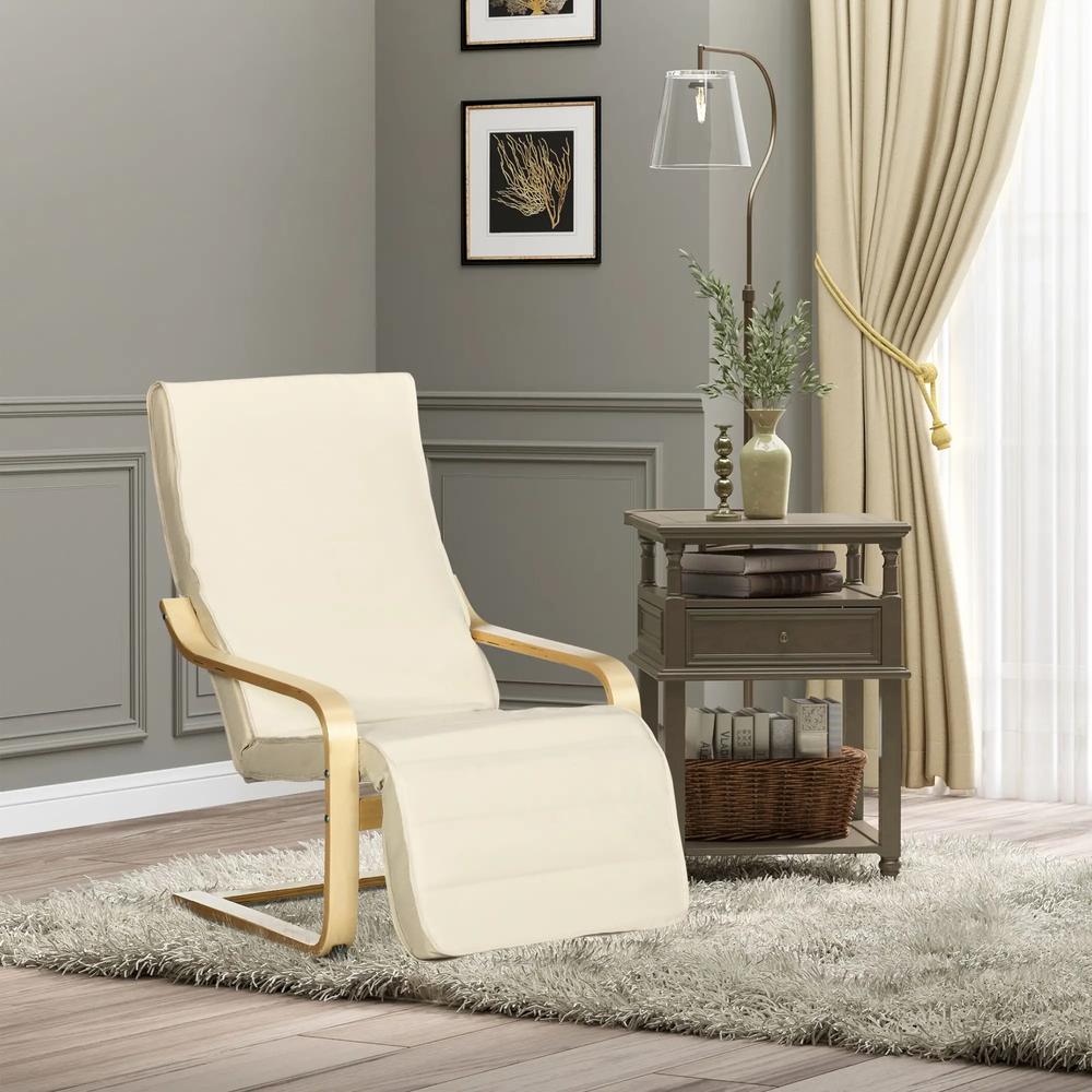 HOMCOM Wooden Armchair, Upholstered Linen Lounge Chair with Adjustable Footrest & Removable Cushion, Poang Chair for Living Room Additional View 22