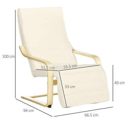 HOMCOM Wooden Armchair, Upholstered Linen Lounge Chair with Adjustable Footrest & Removable Cushion, Poang Chair for Living Room Additional View 23
