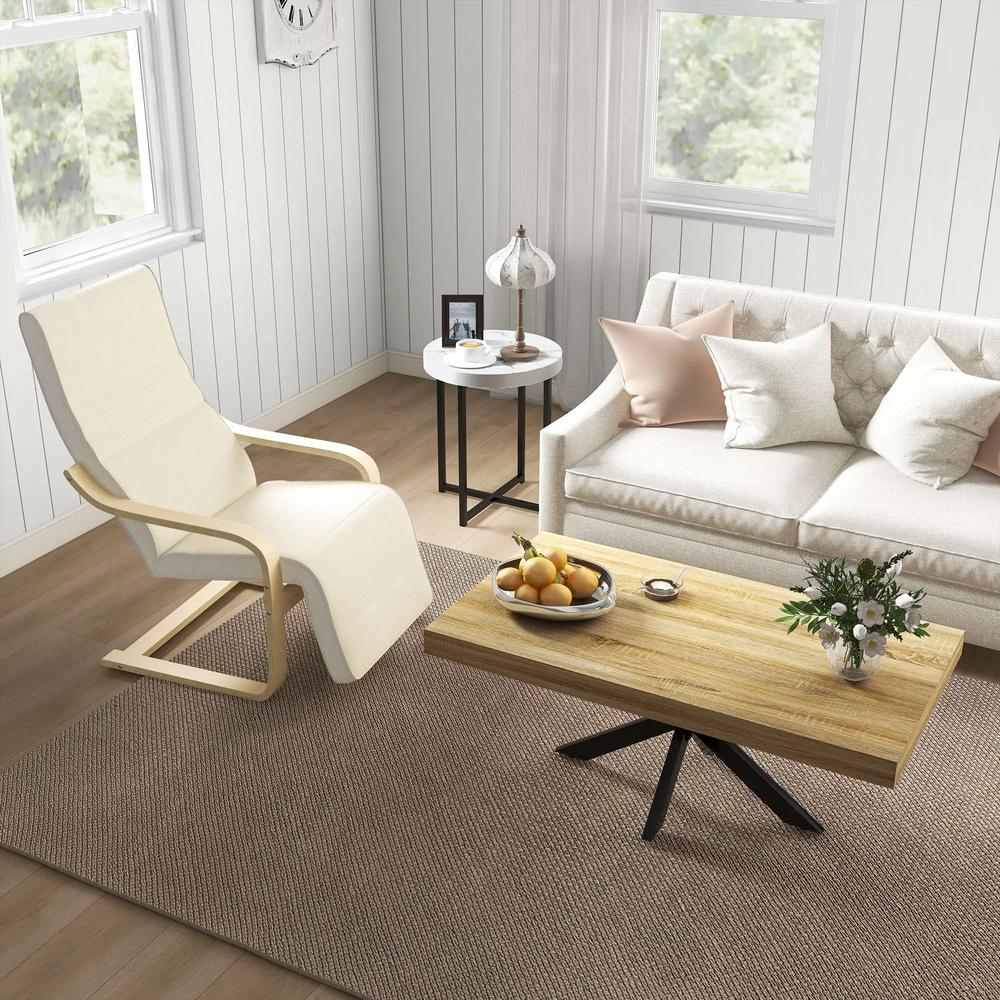 HOMCOM Wooden Armchair, Upholstered Linen Lounge Chair with Adjustable Footrest & Removable Cushion, Poang Chair for Living Room Additional View 27