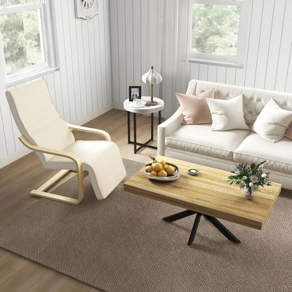 HOMCOM Wooden Armchair, Upholstered Linen Lounge Chair with Adjustable Footrest & Removable Cushion, Poang Chair for Living Room Additional View 27