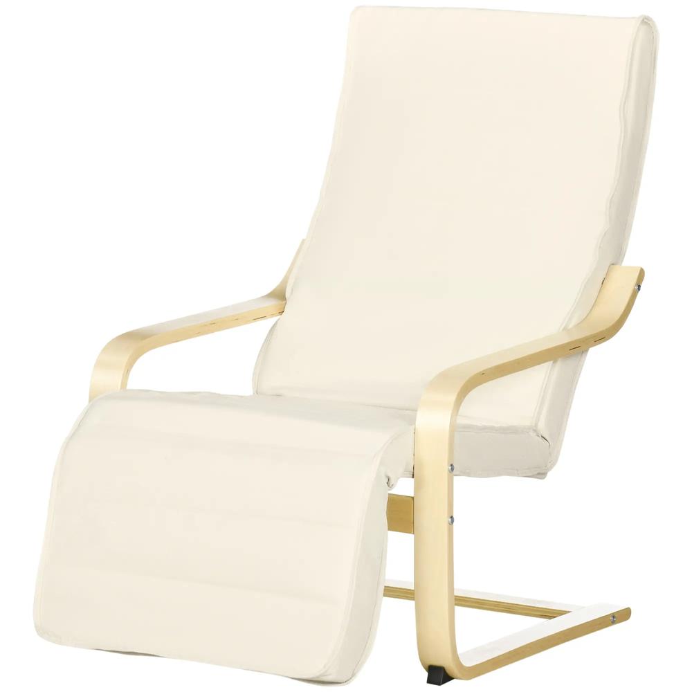 HOMCOM Wooden Armchair, Upholstered Linen Lounge Chair with Adjustable Footrest & Removable Cushion, Poang Chair for Living Room Additional View 33