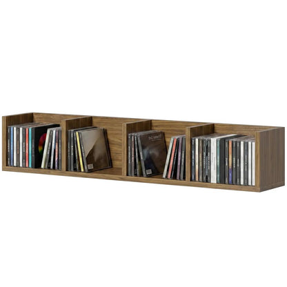 HOMCOM Wall Mount 84 CD / 56 DVD/Blu-ray/ Media Storage Rack 4 Cubes Wooden Shelf Organizer Unit Bookcase Display Additional View 13