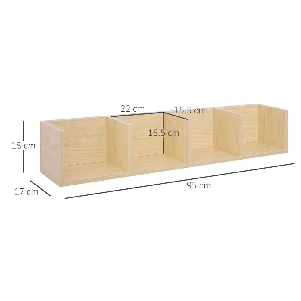 HOMCOM Wall Mount 84 CD / 56 DVD/Blu-ray/ Media Storage Rack 4 Cubes Wooden Shelf Organizer Unit Bookcase Display Additional View 16