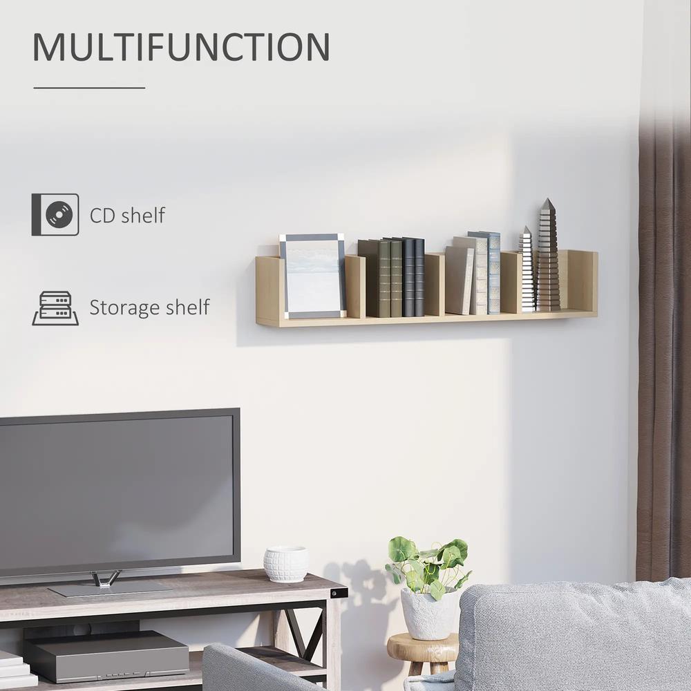HOMCOM Wall Mount 84 CD / 56 DVD/Blu-ray/ Media Storage Rack 4 Cubes Wooden Shelf Organizer Unit Bookcase Display Additional View 18