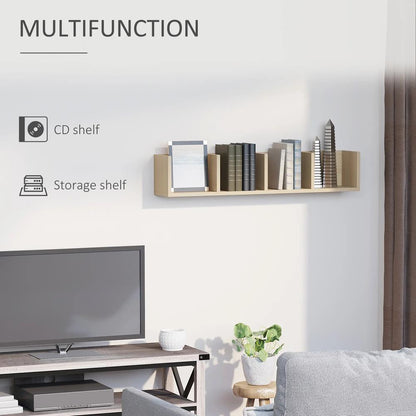 HOMCOM Wall Mount 84 CD / 56 DVD/Blu-ray/ Media Storage Rack 4 Cubes Wooden Shelf Organizer Unit Bookcase Display Additional View 18