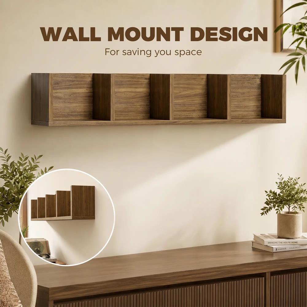 HOMCOM Wall Mount 84 CD / 56 DVD/Blu-ray/ Media Storage Rack 4 Cubes Wooden Shelf Organizer Unit Bookcase Display Additional View 4