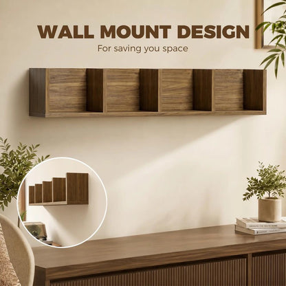 HOMCOM Wall Mount 84 CD / 56 DVD/Blu-ray/ Media Storage Rack 4 Cubes Wooden Shelf Organizer Unit Bookcase Display Additional View 4