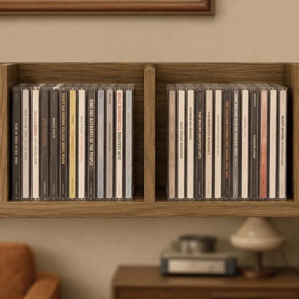 HOMCOM Wall Mount 84 CD / 56 DVD/Blu-ray/ Media Storage Rack 4 Cubes Wooden Shelf Organizer Unit Bookcase Display Additional View 9